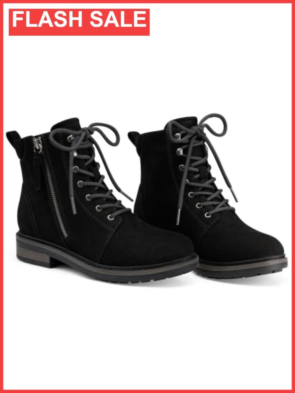 Women's Comfortable Lace-Up Combat Ankle Boots Faux Leather Flat